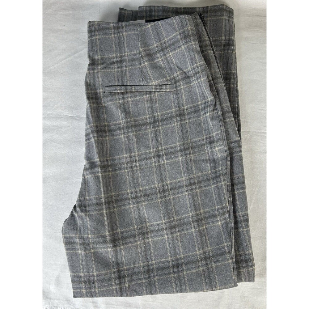 Nine West Women's 10 Short Gray Plaid High Rise Side-Zip Skinny Dress Pants NWT